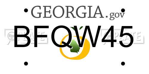 BFQW45 Georgia License Plate
