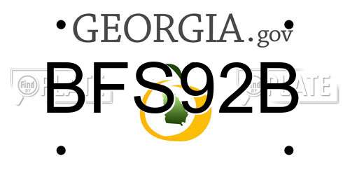 BFS92B Georgia License Plate