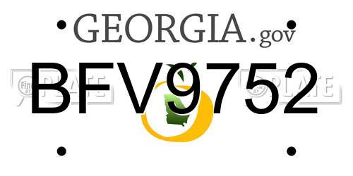 BFV9752 Georgia License Plate