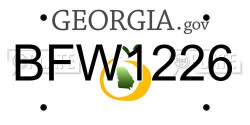 BFW1226 Georgia License Plate