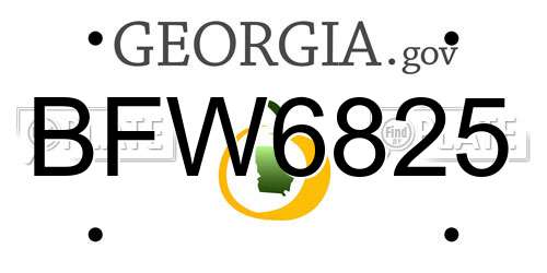 BFW6825 Georgia License Plate