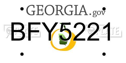 BFY5221 Georgia License Plate