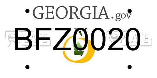BFZ0020 Georgia License Plate