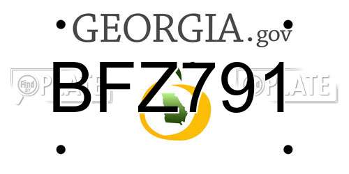 BFZ791 Georgia License Plate