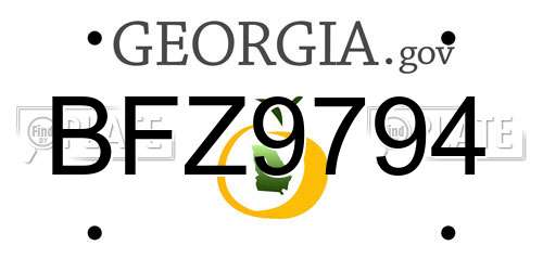 BFZ9794 Georgia License Plate