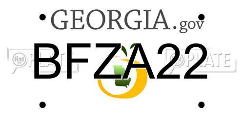 BFZA22 Georgia License Plate