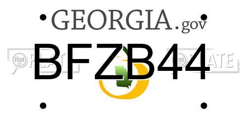 BFZB44 Georgia License Plate