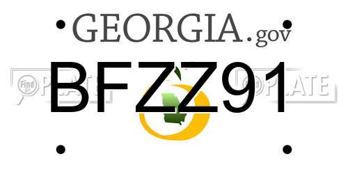 BFZZ91 Georgia License Plate
