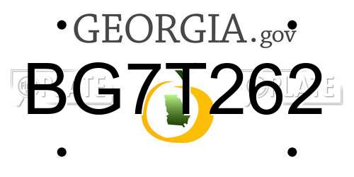 BG7T262 Georgia License Plate