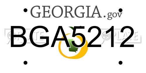 BGA5212 Georgia License Plate