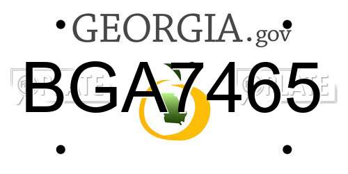 BGA7465 Georgia License Plate