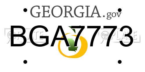 BGA7773 Georgia License Plate