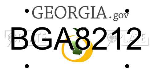 BGA8212 Georgia License Plate