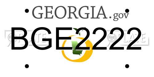 BGE2222 Georgia License Plate