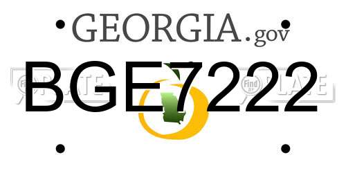 BGE7222 Georgia License Plate