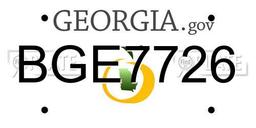 BGE7726 Georgia License Plate
