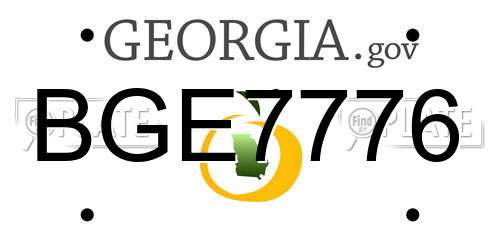 BGE7776 Georgia License Plate
