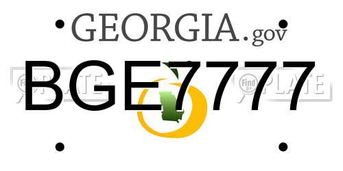 BGE7777 Georgia License Plate