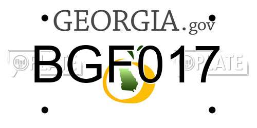 BGF017 Georgia License Plate