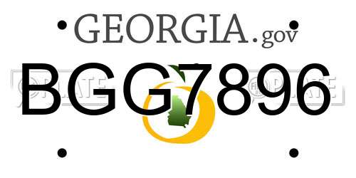 BGG7896 Georgia License Plate