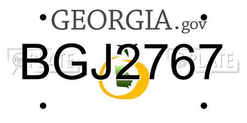 BGJ2767 Georgia License Plate