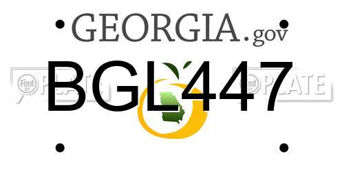 BGL447 Georgia License Plate
