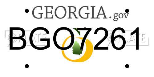 BGO7261 Georgia License Plate
