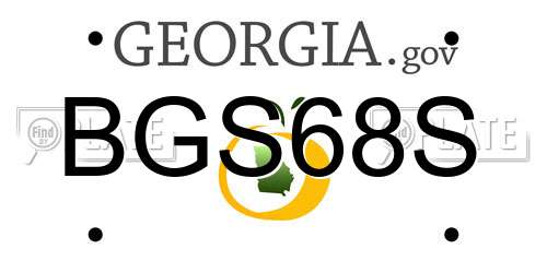 BGS68S Georgia License Plate
