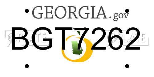 BGT7262 Georgia License Plate