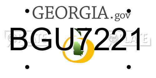 BGU7221 Georgia License Plate