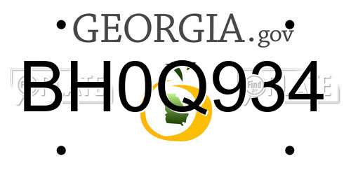 BH0Q934 Georgia License Plate
