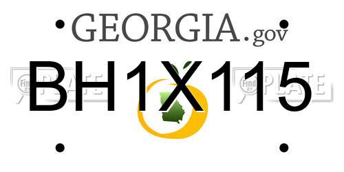 BH1X115 Georgia License Plate
