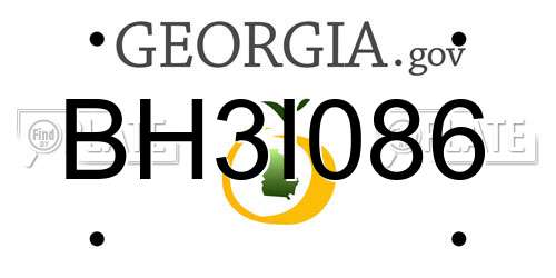 BH3I086 Georgia License Plate
