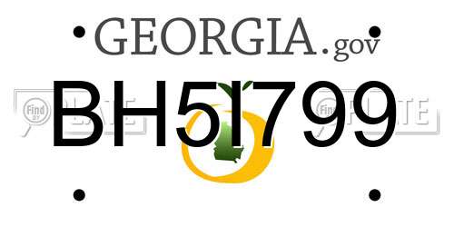 BH5I799 Georgia License Plate