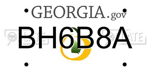 BH6B8A Georgia License Plate