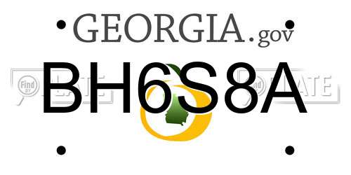 BH6S8A Georgia License Plate