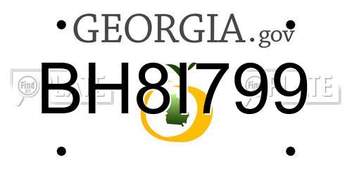 BH8I799 Georgia License Plate