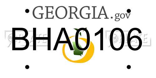 BHA0106 Georgia License Plate