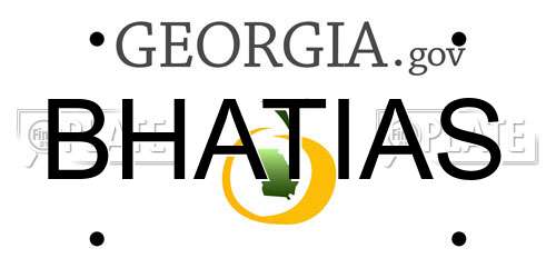 BHATIAS Georgia License Plate