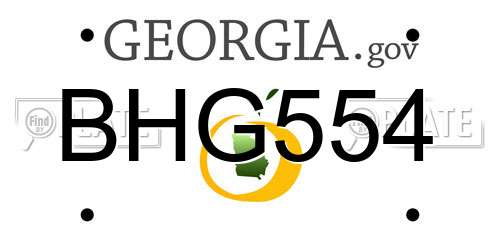 BHG554 Georgia License Plate