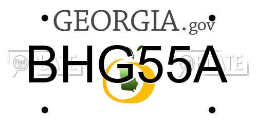 BHG55A Georgia License Plate