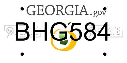 BHG584 Georgia License Plate