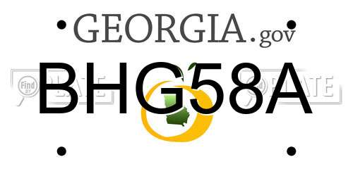 BHG58A Georgia License Plate