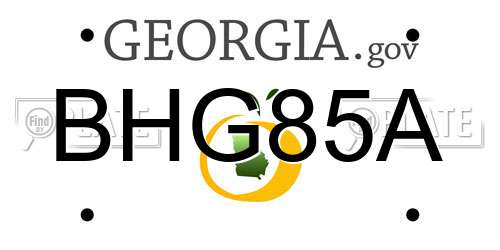BHG85A Georgia License Plate