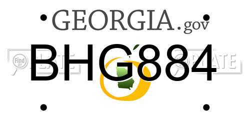 BHG884 Georgia License Plate