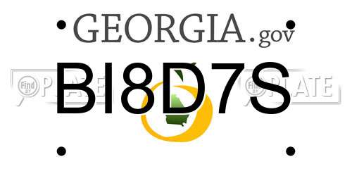 BI8D7S Georgia License Plate