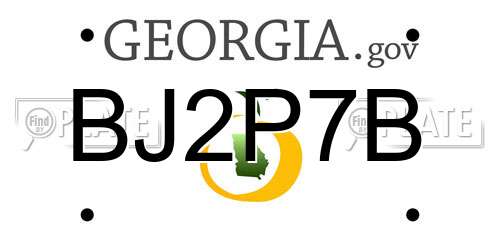 BJ2P7B Georgia License Plate