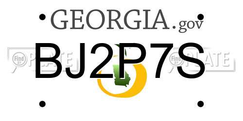 BJ2P7S Georgia License Plate
