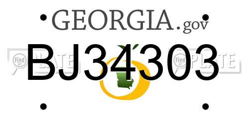 BJ34303 Georgia License Plate