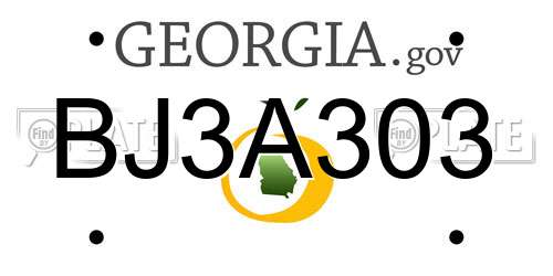 BJ3A303 Georgia License Plate